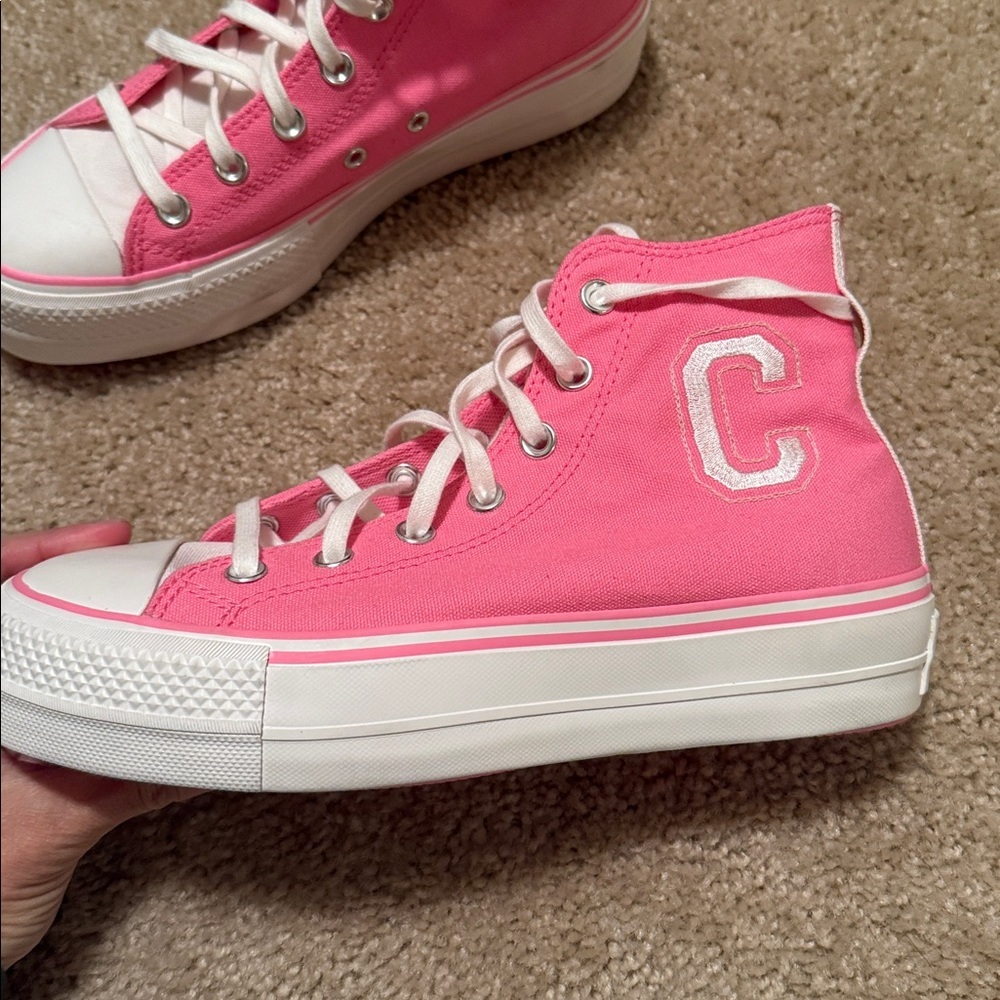 Converse Chuck Taylor Lift Platform varsity High Top shoes Oops Pink size 8 - Picture 4 of 10